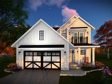 Narrow Country House Plan, 020H-0467