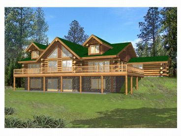 Log House Plan, Rear, 012L-0044