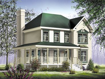Narrow Lot Country House Plan, 072H-0120