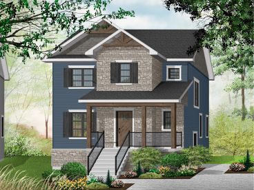 Narrow Lot House Plan, 027H-0485
