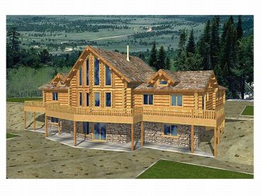 Log House Plan, Rear, 012L-0027