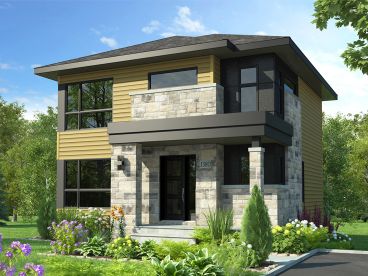 Narrow Two-Story House Plan, 027H-0486