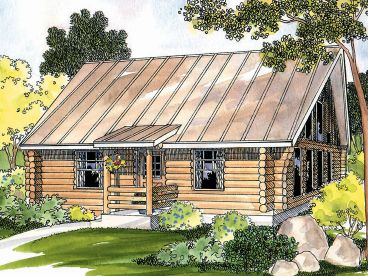 Log Cabin House Plan, 051L-0007