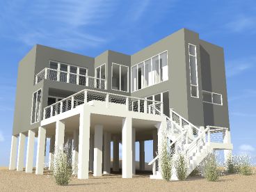 Modern Beach House Plan, 052H-0057