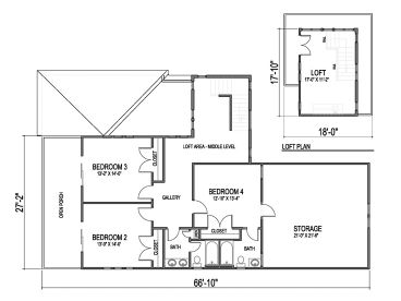 2nd & 3rd Floor Plans, 058H-0029