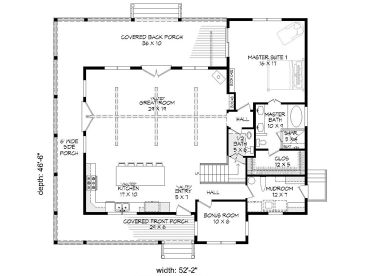 1st Floor Plan, 062H-0180