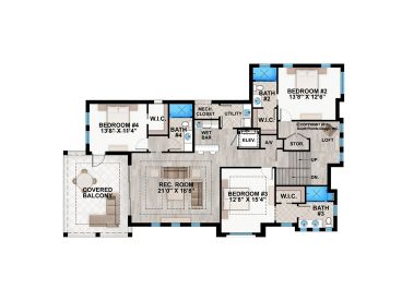 2nd Floor Plan, 069H-0044