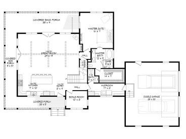 1st Floor Plan w/ Basement Stair, 062H-0268