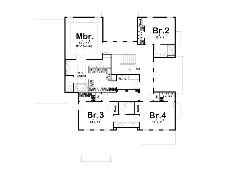 2nd Floor Plan, 050H-0121