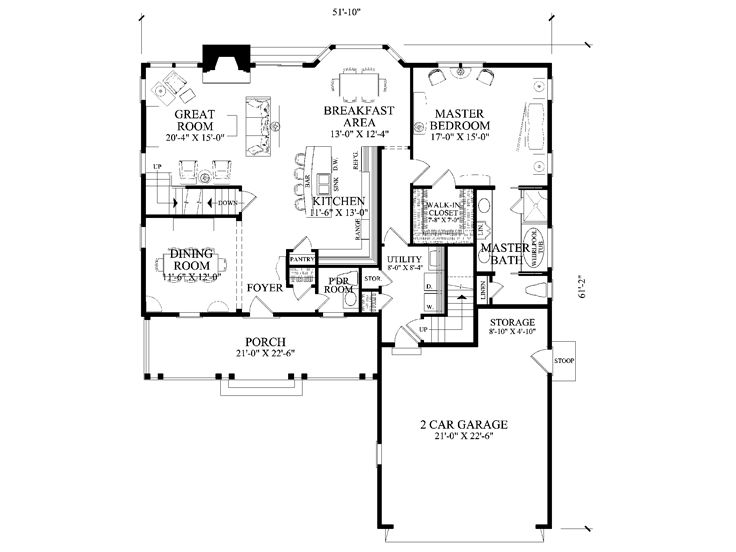 1st Floor Plan, 063H-0102