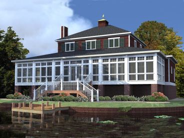 Waterfront House Plan, Rear, 073H-0074