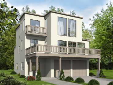 Modern Narrow Lot House Plan, 012H-0227