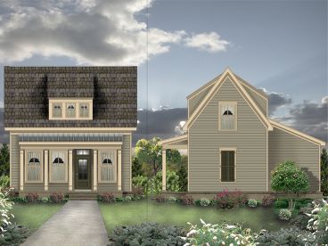 Tiny House Plan, Front & Right, 006H-0159