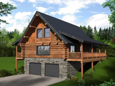 Log House Plan, Front, 012L-0024