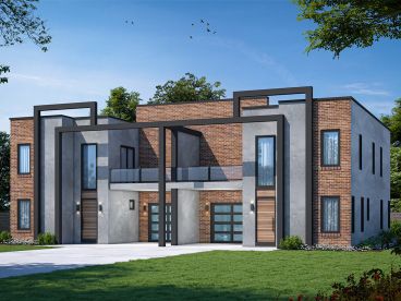 Modern Duplex House Plan, 031M-0095