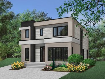 Narrow Two-Story House Plan, 027H-0488