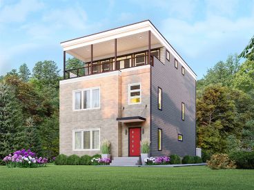 Modern Three-Story House Plan, 062H-0454
