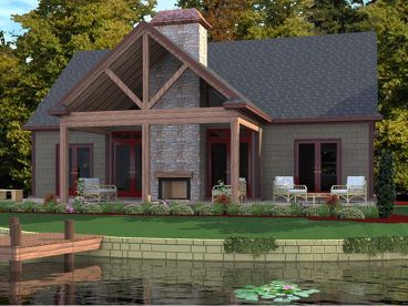 Vacation House Plan, Rear, 073H-0088