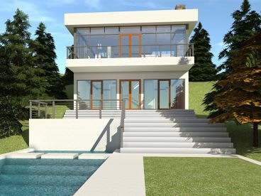 Modern House Plan, Rear, 052H-0124