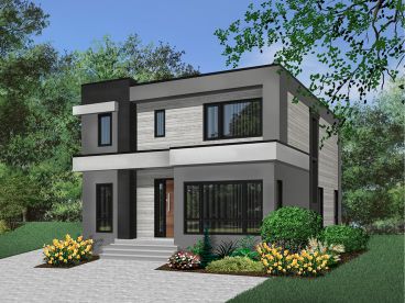 Modern Narrow Lot House Plan, 027H-0488