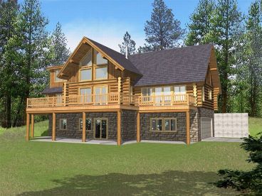 Log House Plan, Rear, 012L-0036