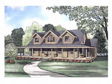 Country Log House Plan, 025L-0027