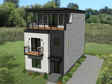 3-Story Modern House Plan, 062H-0217