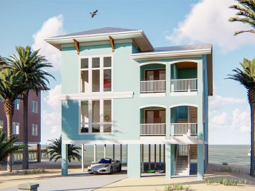 Coastal Duplex House Plan, 050M-0013