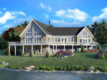 Waterfront House Plan, Rear, 062H-0484