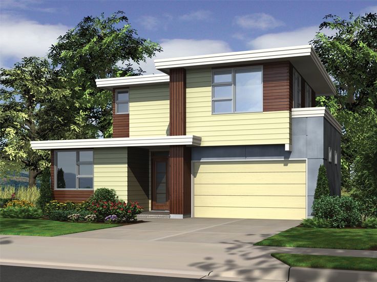 Modern Narrow Lot House Plan, 034H-0418