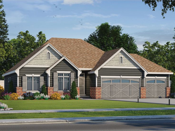 Plan 031h 0256 The House, Craftsman Ranch House Plans With 3 Car Garage