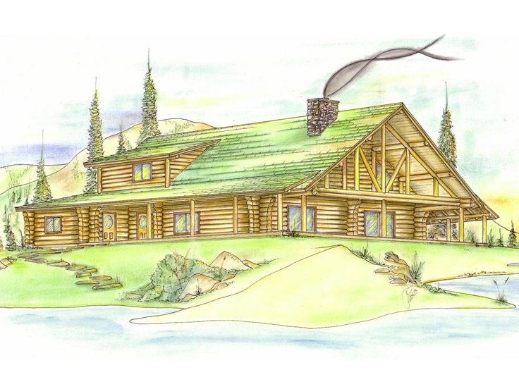 Log Home Plan, 012L-0055