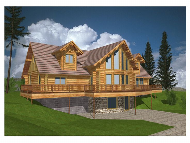 Log House Plan, Rear, 012L-0022